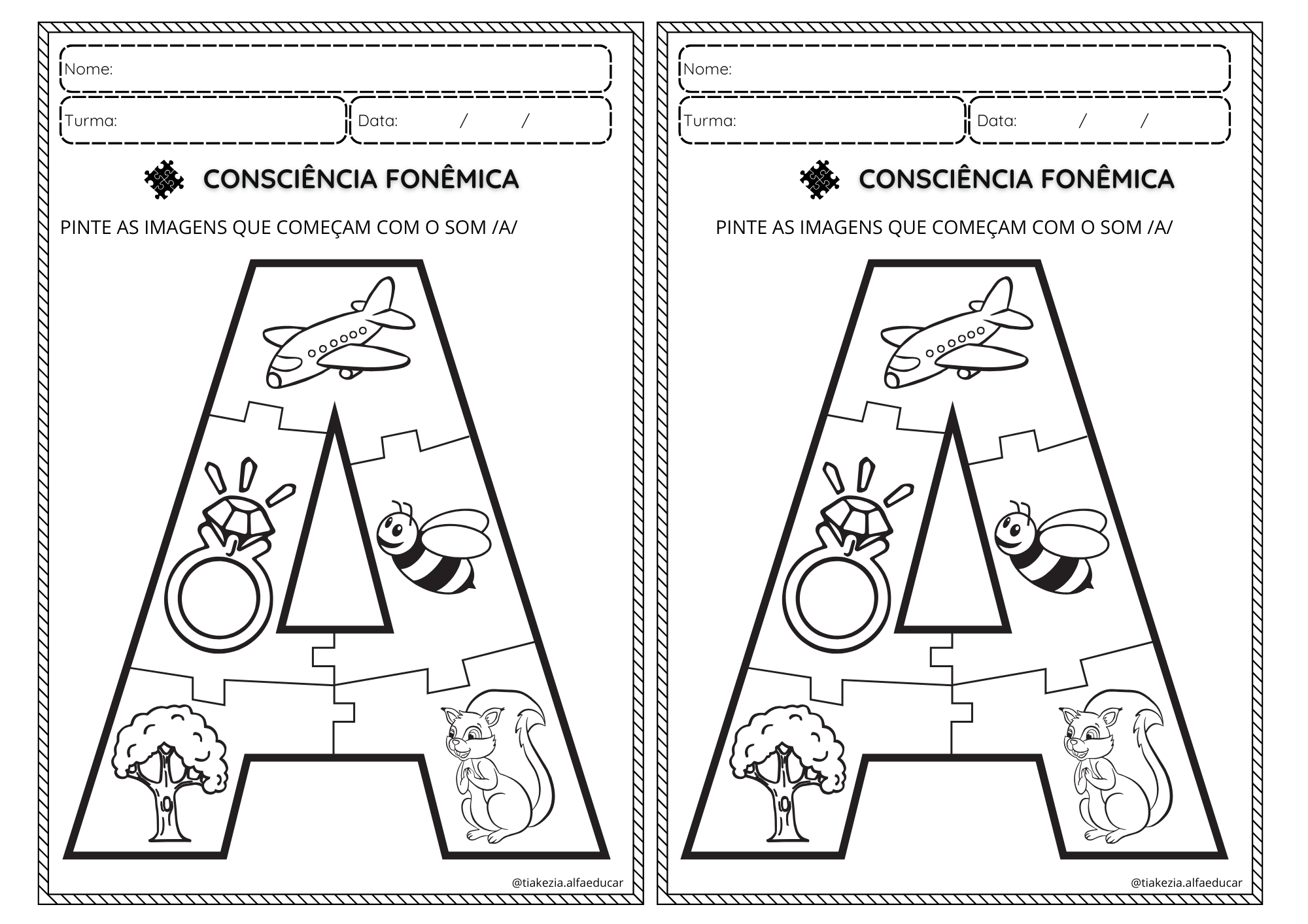 CONSCIÊNCIA FONÊMICA - Atividades 2 por folha