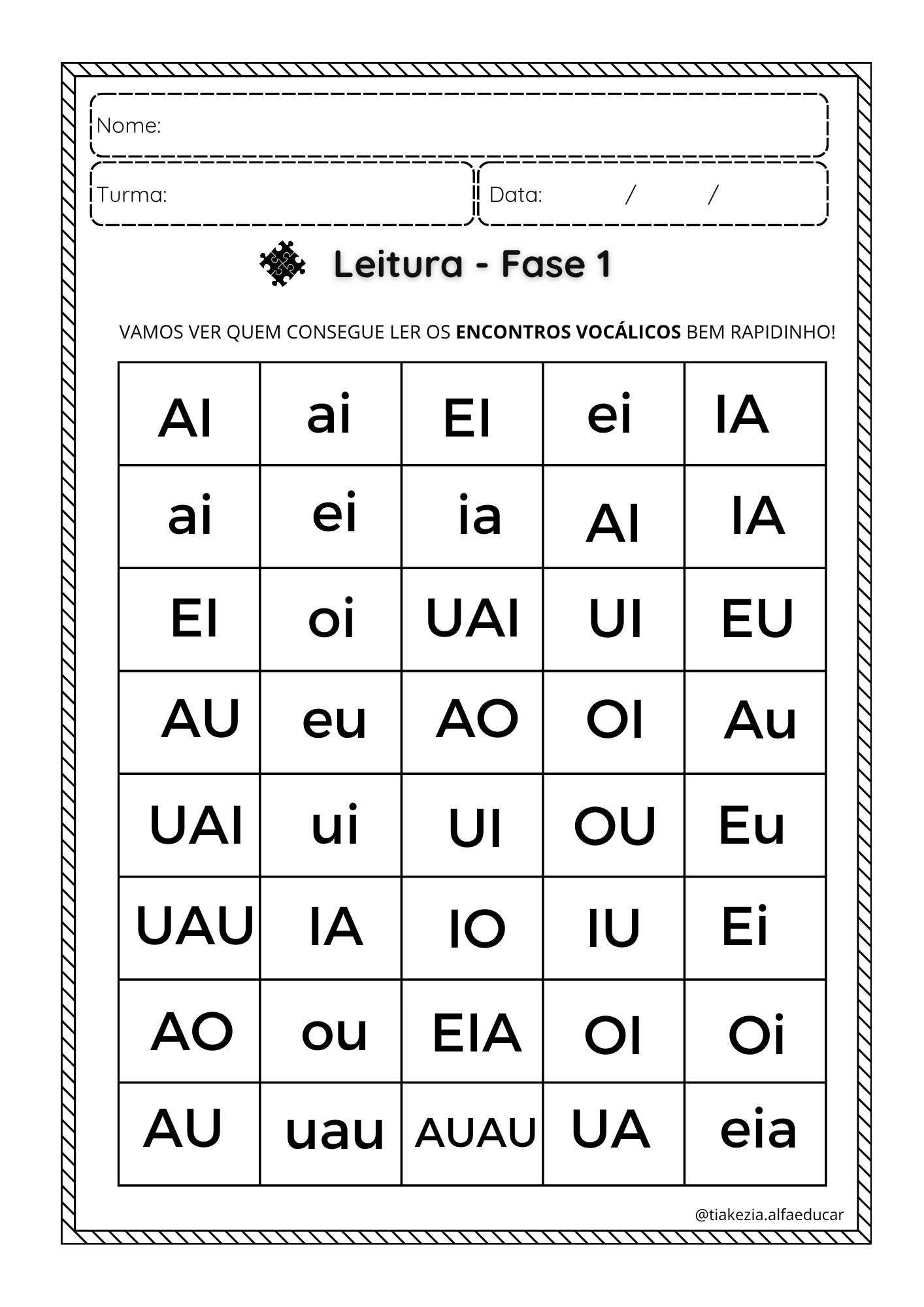 Leitura de Sílabas - Fase 1 1 por folha
